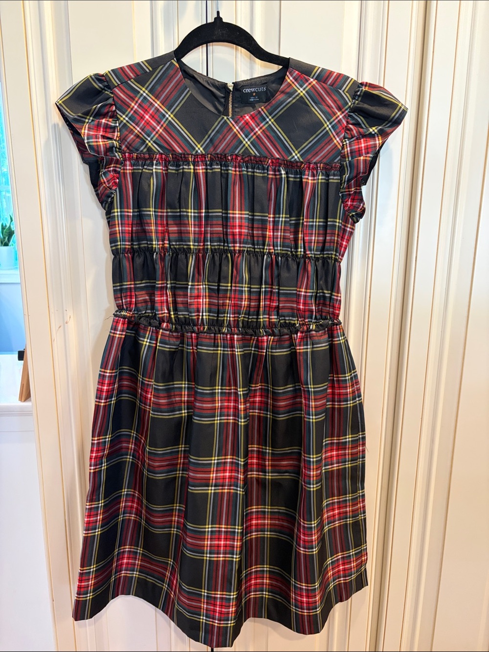 Crewcuts Black and Red Tartan red black green yellow Plaid holiday Dress-size 14